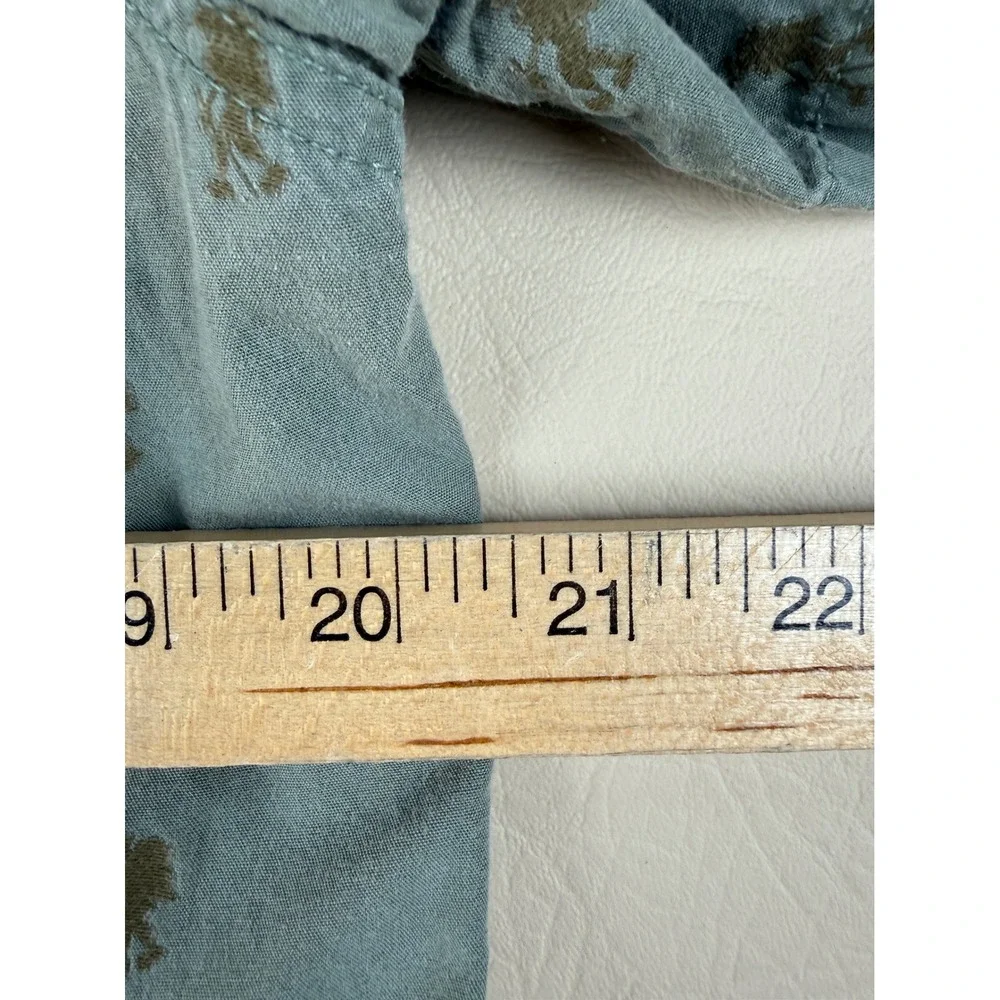 The North Face Medium Button Up Shirt Hiker Print Cotton Sage Green Pocket